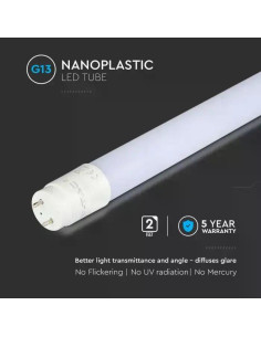 V-TAC LED Пура SAMSUNG Чип 60см 7.5W G13 Нано Пластик Ротация 3000К - 21798 - Цена | LEDs4economy 2