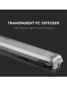 V-TAC LED Водозащитено тяло PC/PC 2x1500мм 48W Бяла Светлина - 6400 - 6