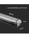 V-TAC LED Водозащитено тяло PC/PC 2x1500мм 48W Бяла Светлина - 6400 - 18