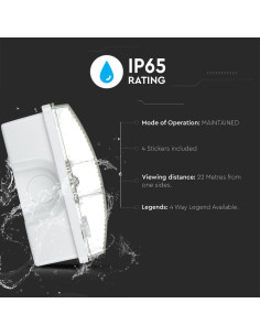 V-TAC 3W Евакуационна Табела Стена 12 Часа Зареждане 6400K IP65 1200 mah - 83111 - Цена | LEDs4economy 2