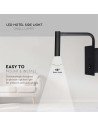 V-TAC 3W LED Стенна Лампа Спалня Ключ USB Черна 3000К - 211487 - 5