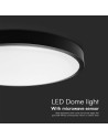 V-TAC 18W LED Плафон Кръг Микровълнов Сензор Черна Рамка 4000К IP44 - 76691 - 3