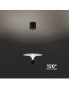 V-TAC 9W LED Висяща Лампа (30x300x1370MM) Бяло + Черно Тяло 3000 Регулируема - 23101 - 3