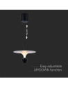 V-TAC 9W LED Висяща Лампа (30x300x1370MM) Бяло + Черно Тяло 3000 Регулируема - 23101 - 6