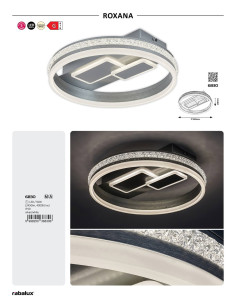 RABALUX 6830 Roxana, LED лампа за таван, сива с кристални декорации, LED 50W, 2450, 4000, - 6830 - Цена | LEDs4economy 2