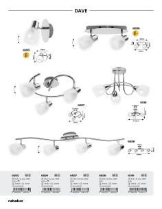 RABALUX Дейв 6836, спот, E14 2x40W хром - 6836 - Цена | LEDs4economy 2