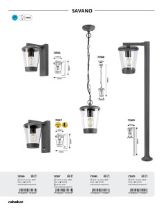 Rabalux Savano Външно стенно осветление IP44 E27 1x MAX 40W K 7266 - Цена | LEDs4economy 2