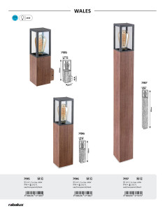 Rabalux Wales Външни стоящи лампи IP44 E27 1x MAX 60W K 7197 - Цена | LEDs4economy 2