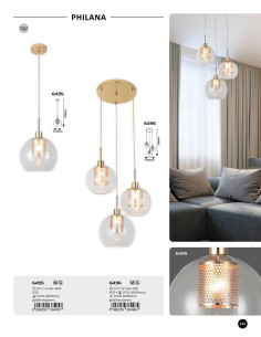 Rabalux Philana Висящи осветителни тела IP20 E27 3x MAX 60W 6496 - Цена | LEDs4economy 2