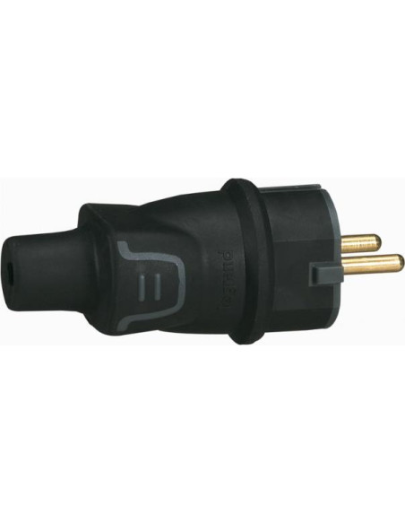 Legrand Щепсел черен 2P+Т 16A ІР44 250V гумиран  /10бр/ - 050342