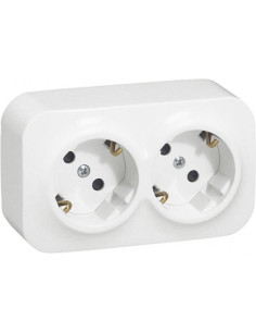 Legrand Контакт шуко ДВОЕН IP21 открит монтаж Forix Бял - 782423 - Цена | LEDs4economy