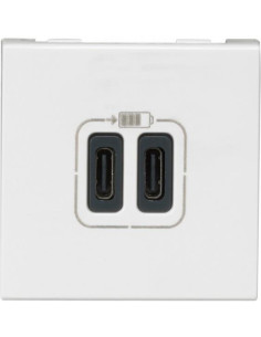 Legrand Розетка 2хUSB за зареждане тип C 3A 15W 2 мод. цвят Бял Mosaic - 077590 - Цена | LEDs4economy