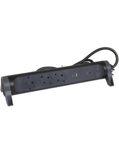 Legrand Разклонител ЧЕРЕН 3x2P+E с кабел 1.5 метра с гръмозащита и USB A+C 3A 15W Premium NEW - 694512 - Цена | LEDs4economy
