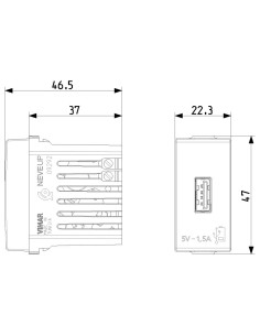 VIMAR 09292.CM USB захранване тип A 5V 1,5A 1M Карбон мат NEVE UP - Цена | LEDs4economy 2