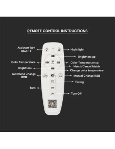 V-TAC 74W LED Плафон 3 Степени Димиращ с Дистанционно Бяло Тяло IP20 - 23395 - Цена | LEDs4economy 2