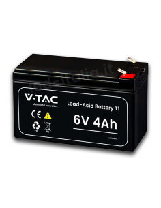 V-TAC 4Ah 6V Акумулаторна Батерия T1 70*47*101(107) мм - 23448 - Цена | LEDs4economy