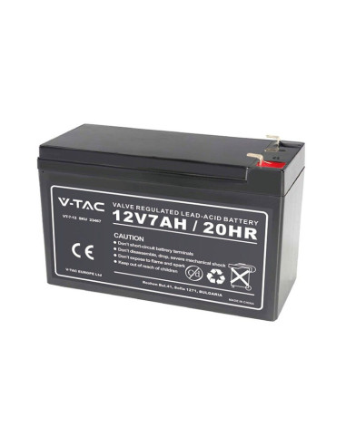 V-TAC 7Ah 12V Акумулаторна Батерия T2 1516594(100) мм - 23467 