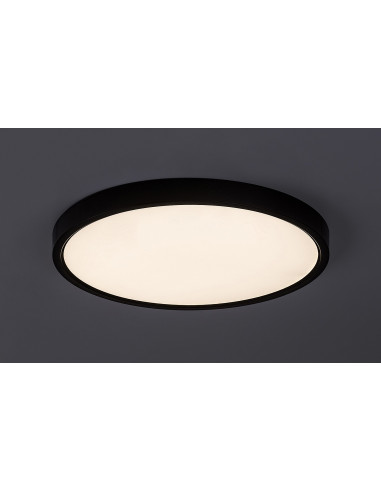 Paulos, indoor ceiling lamp, black plastic lamp with white plastic shade, 24W, with shade: 1850lm, without shade: 2400lm, 400