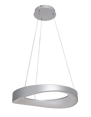 RABALUX Iliana, indoor pendant lamp, silver metal lamp with white