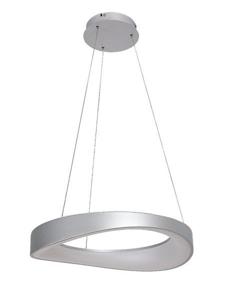 RABALUX Iliana, indoor pendant lamp, silver metal lamp with white