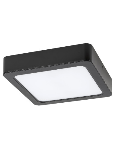 RABALUX Shaun2, indoor square surface mounted lamp, black plastic