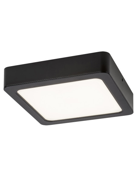 RABALUX Shaun2, indoor square surface mounted lamp, black plastic