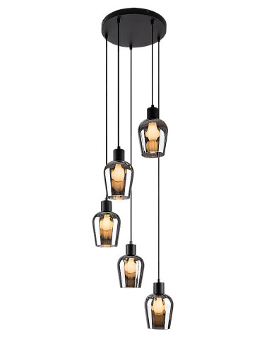 RABALUX Florian, indoor pendant lamp, matte black metal lamp with