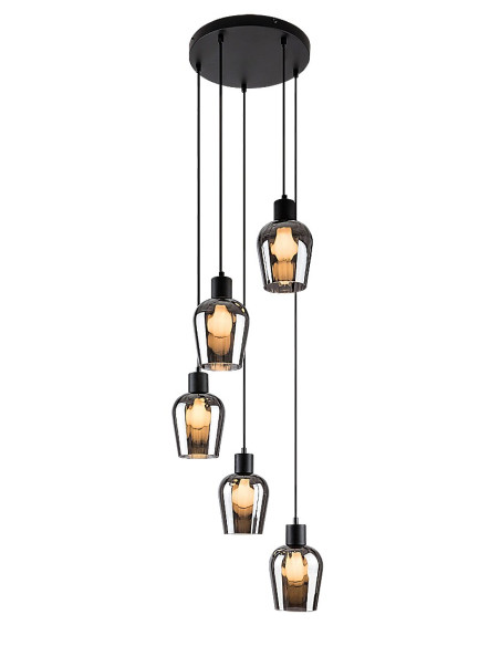 RABALUX Florian, indoor pendant lamp, matte black metal lamp with