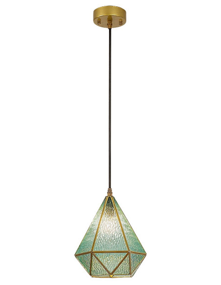 Norah, indoor pendant lamp, gold metal lamp with blue glass shade, E14 1xMAX40W, shade: H23,5cm, 21x21cm, lamp: H120cm with b