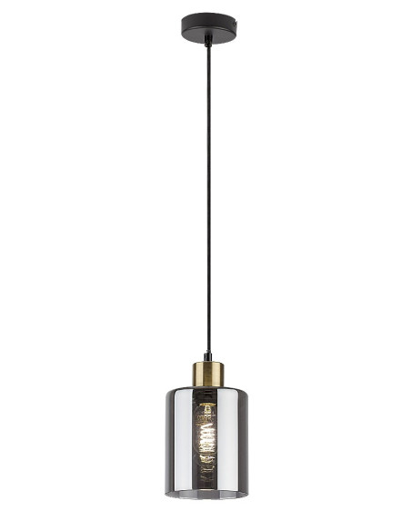 Perez, indoor pendant lamp, matte black metal lamp with tinted colour glass shade, E27 1xMAX40W, shade height: 16cm, D13cm, l