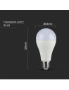 V-tac LED Крушка - 15W E27 A65 Термо Пластик 3000K 214453 - 7