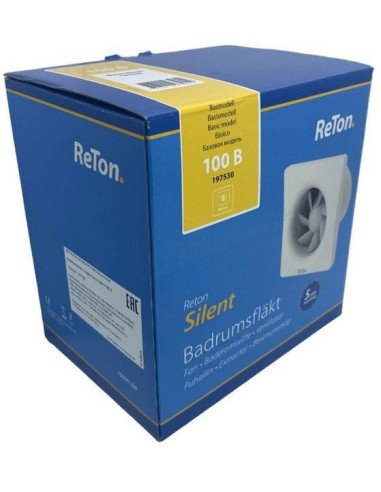 ReTon Вентилатор Silent HT ф100мм, цвят Бял, 83м3/ч, 5.2W, 25dB,