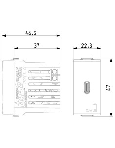 VIMAR 09292.C.25 USB-C Контакт Neve Up, 1M 25W, бял, - Цена | LEDs4economy 2
