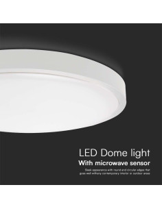 V-TAC 18W LED Плафон Сензор SAMSUNG Чип 6500 Кръг Бяла Рамка IP44 - 76611-24 - Цена | LEDs4economy 2