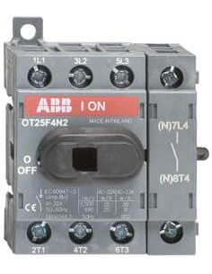 ABB Разединител OT25F4N2 25А 4P I-0 за DIN монтаж без ръкохватка - 1SCA104886R1001 - Цена | LEDs4economy