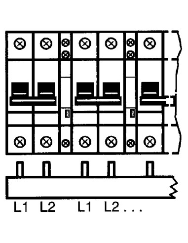 Захранващ гребен PS2 1P+N 16мм2 80A 24 прекъсвача NL+Aux ABB