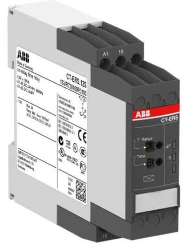 Реле за време, закъснение при включване, CT-ERS, 10x 0.05s…300h, 1c/o 4A, 24...240Vac ABB