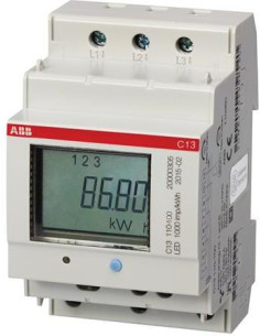 ABB Трифазен електромер за ДИРЕКТНО мерене на ел. енергия C13, импулсен изход, eднотарифен, за DIN монтаж 3 мод, 40A, MID - 2CM 