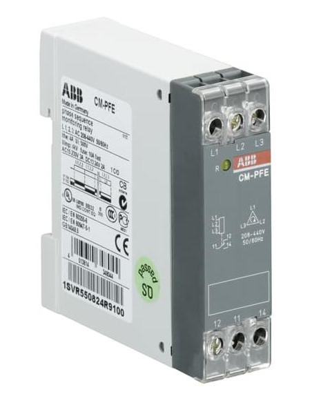 Реле за контрол на фази, последователност, CM-PFE, 1c/o, L1-L2-L3208...440Vac ABB