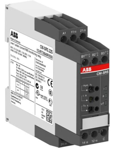 Реле за контрол на напрежение, мин или макс праг, CM-SRS, 0.1s...30s, 2c/o 4A, 110...130Vac ABB