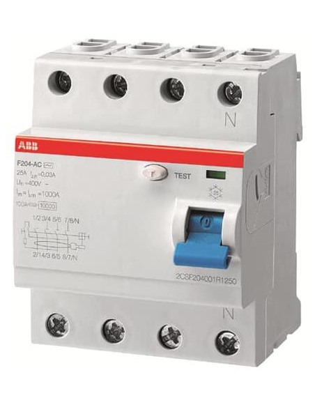 ABB ДТЗ 4P 63A 30mА серия F204 тип A  - 2CSF204101U1630 | 