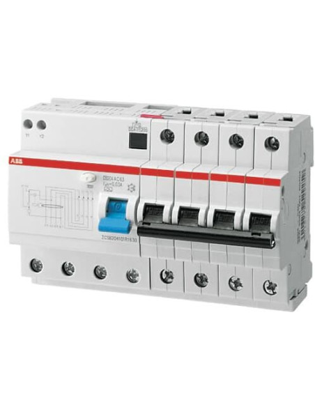 ДТЗ комбинирана DS204 4P 16A крива C 30mA тип AC 6kA 8 мод. ABB