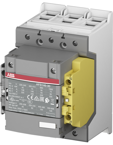 Контактор AFS146-30-12 3P 75kW (146A AC-3) 1NO+2NC 24...60V 50/60Hz ABB