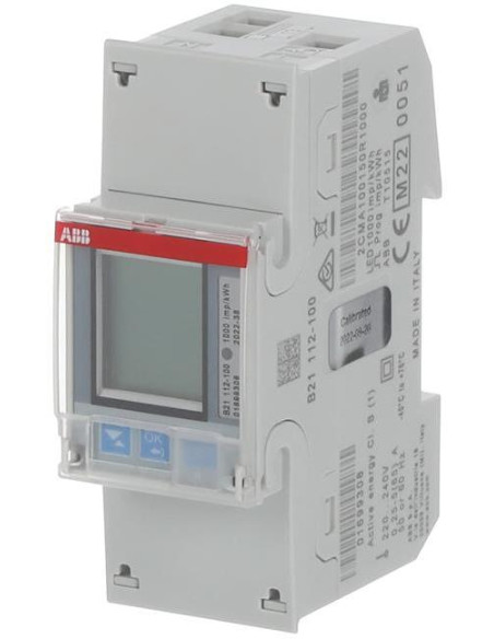 Монофазен електромер за ДИРЕКТНО мерене на ел. енергия B21, Modbus, eднотарифен, за DIN монтаж 2 мод, 65A, MID ABB