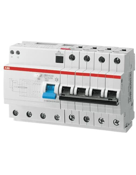 ДТЗ комбинирана DS204 4P 40A крива C 30mA тип AC 6kA 8 мод. ABB