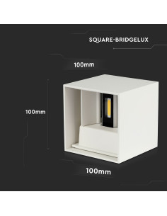 V-TAC 12W Стенна Лампа Bridgelux Чип Бяла Квадрат 3000К - 218527 - Цена | LEDs4economy 2