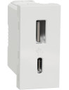 SE Розетка 2хUSB за зареждане тип A+C 2.4A 12W 1 мод. цвят Бял Unica - NU301618 - Цена | LEDs4economy