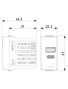 VIMAR 09292.AC.15 USB Контакт A+C Nene Up, 1M 15W 5V, бял, - Цена | LEDs4economy 2