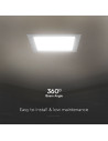 V-TAC 18W LED SAMSUNG Чип Backlit Мини Панел Вграждане Квадрат 3000K - 104861 - 4