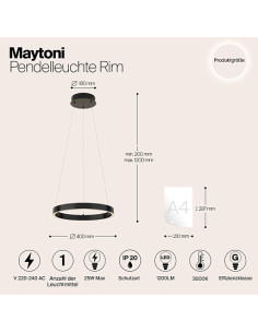MAYTONI Пендел Rim - MOD058PL-L22B3K - Цена | LEDs4economy 2